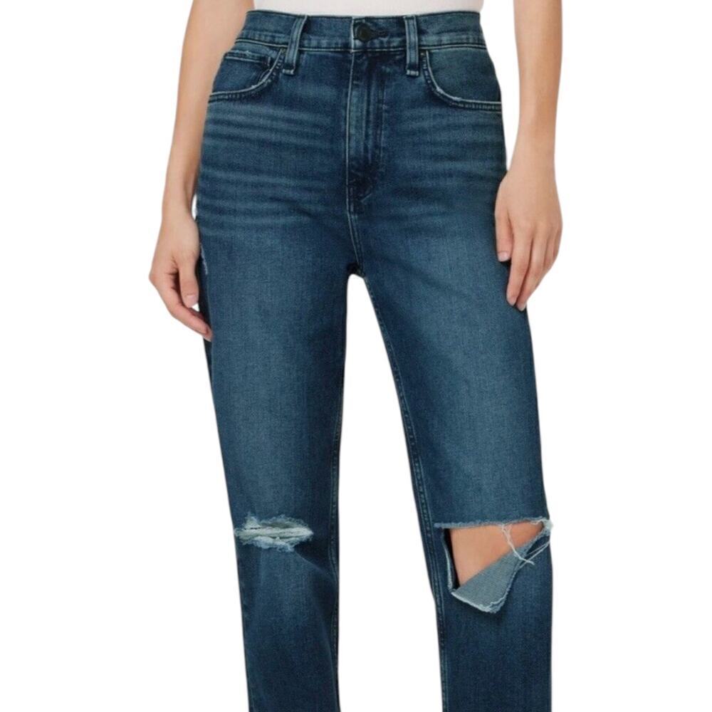 New Women’s Hudson Jade Mid Rise Loose Fit Distressed Jeans Size 27